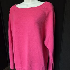 Ann Taylor 100% Cashmere Size Medium Pink Crew Neck Sweater Smooth Knit